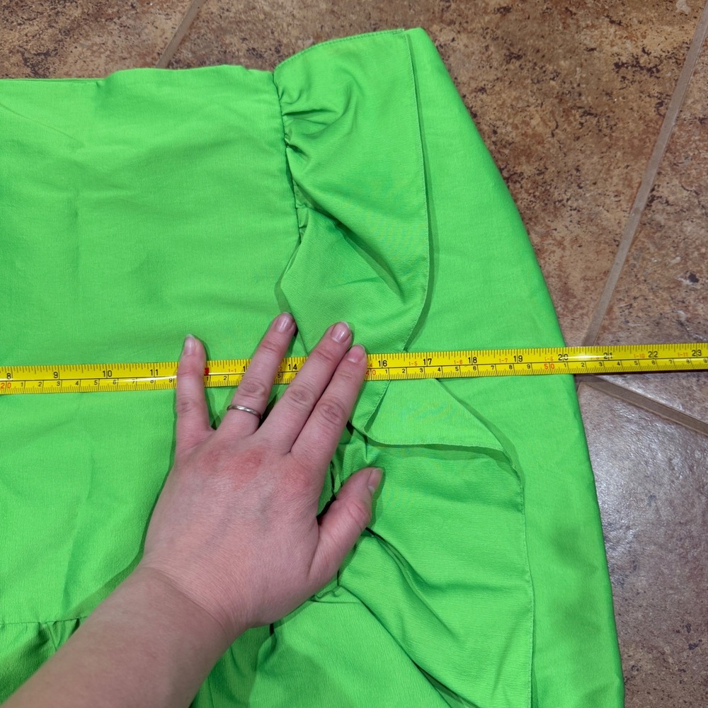 Sandro Marlene Green Ruffled Mini Skirt Vert Fluo FR 40 US 8 NWT Party Cocktail - Picture 8 of 12